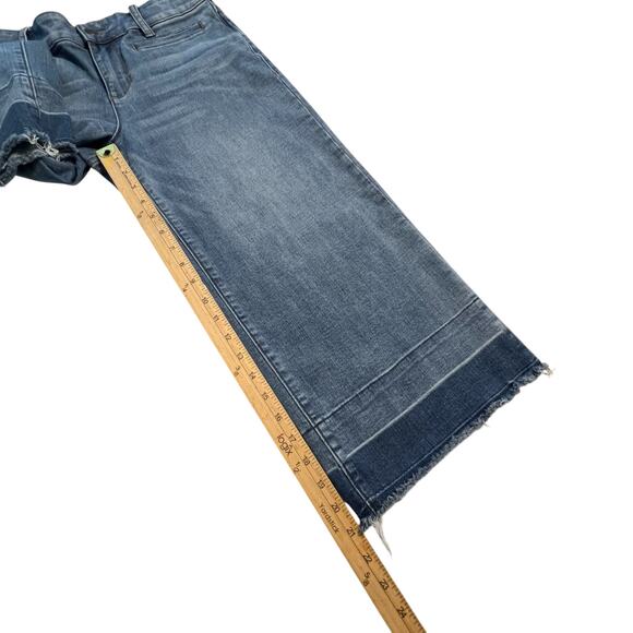 Lands’ End Women’s Petite 6 Mid Rise Wide Leg Crop Jeans Denim Raw Hem Stretch - Picture 7 of 9